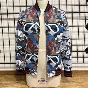 Printed Jacquard Knit Varsity Jacket